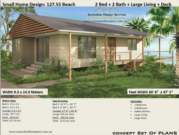 2 Bedroom + 2 Bathrooms Small Home Design